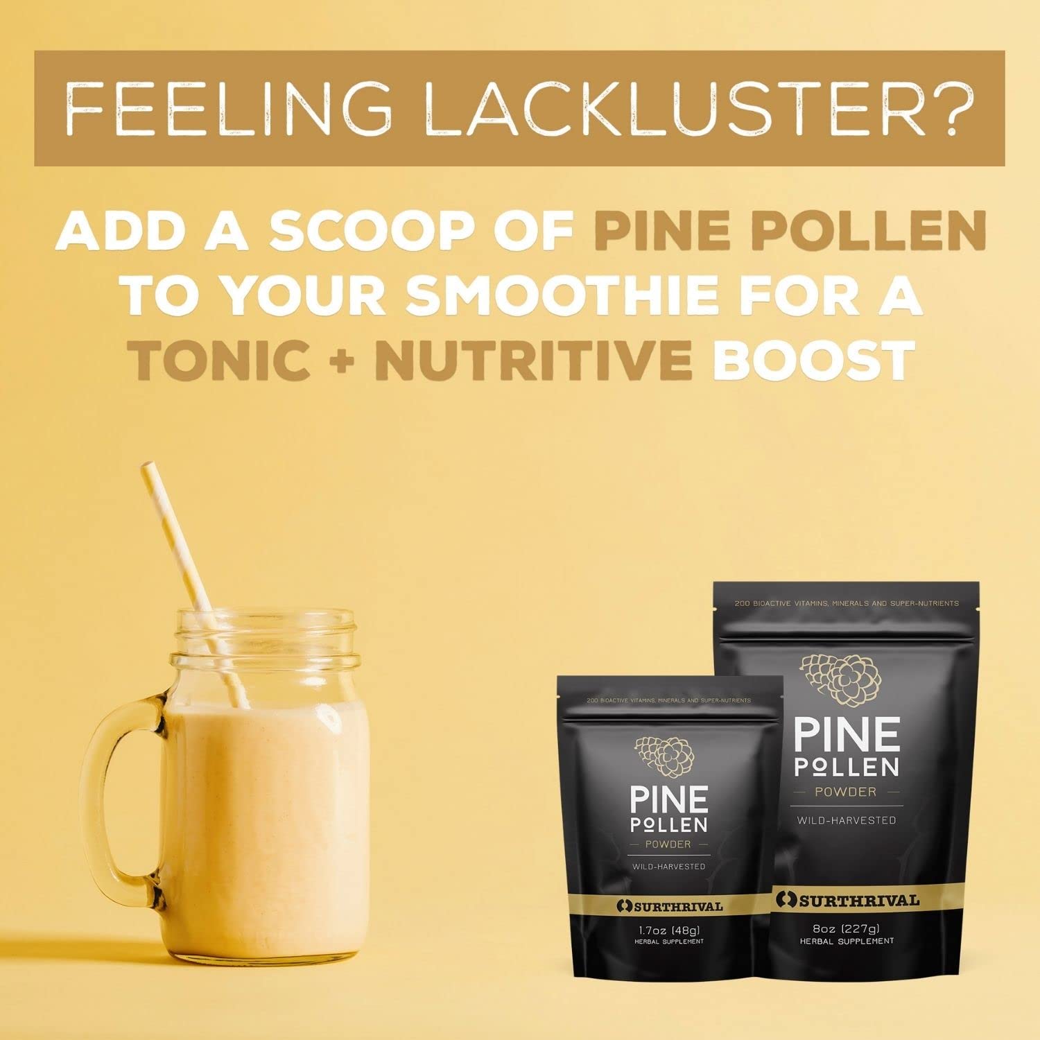 Surthrival Pine Pollen Powder tea-dissolve helps flavor hot drinks.
