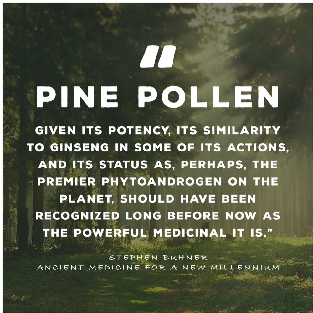 Surthrival Pine Pollen Gold Extract on display in violet biophotonic glass