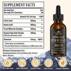 Pouring Susatentar fulvic acid bottle to illustrate liquid supplement use.