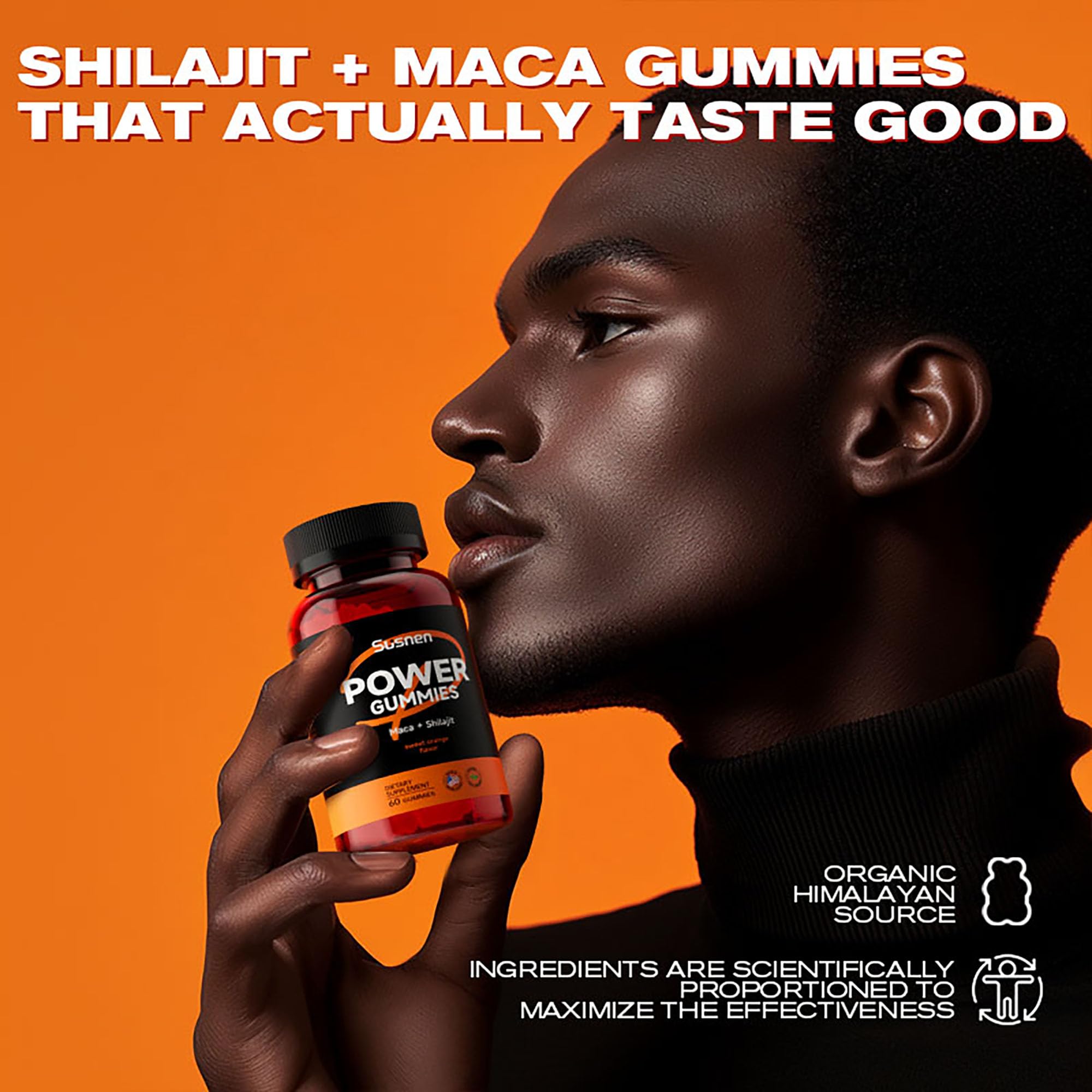Susnen Power Gummies maca and shilajit roots illustration.