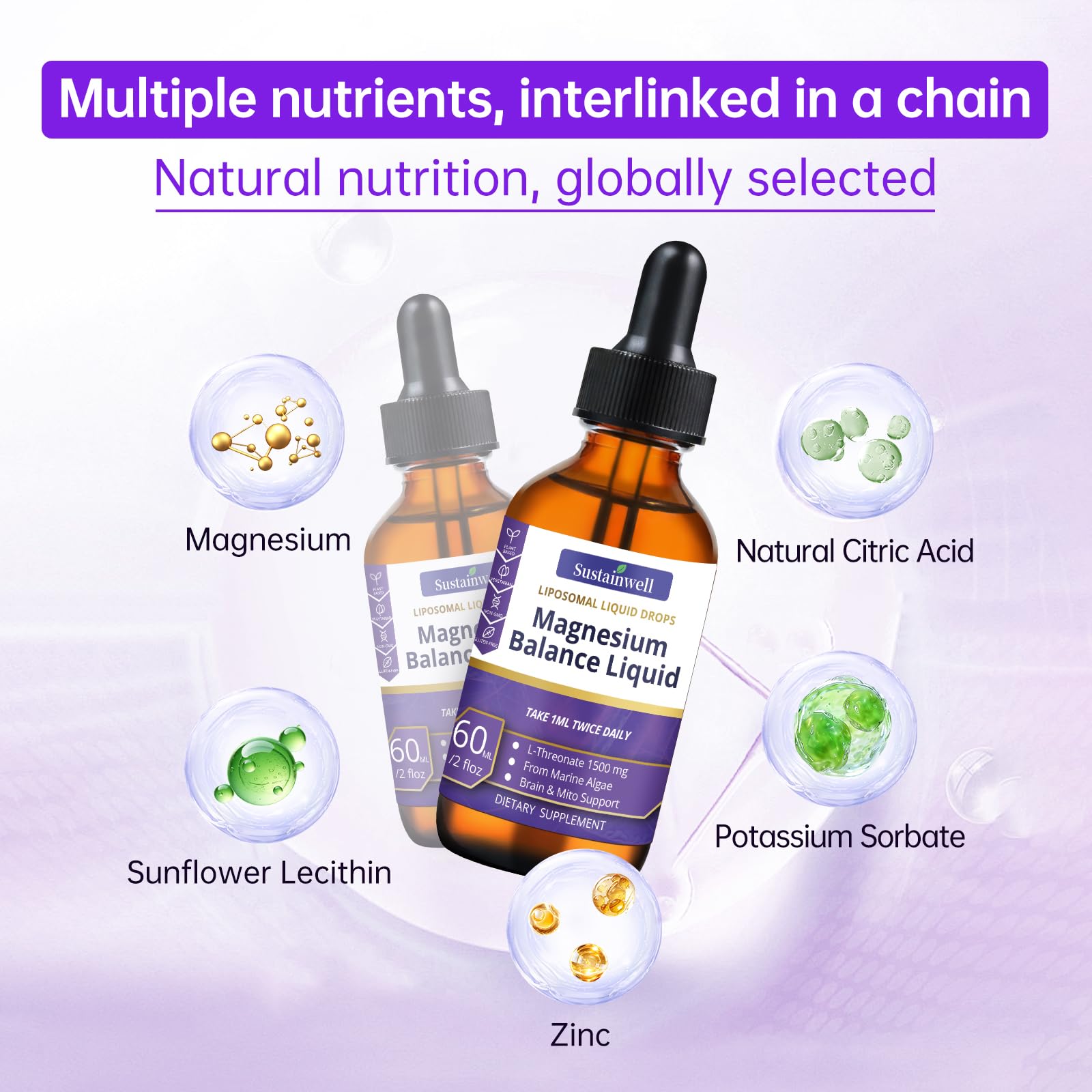 SustainWell label on the bottle highlights a sugar-free vegan formula.