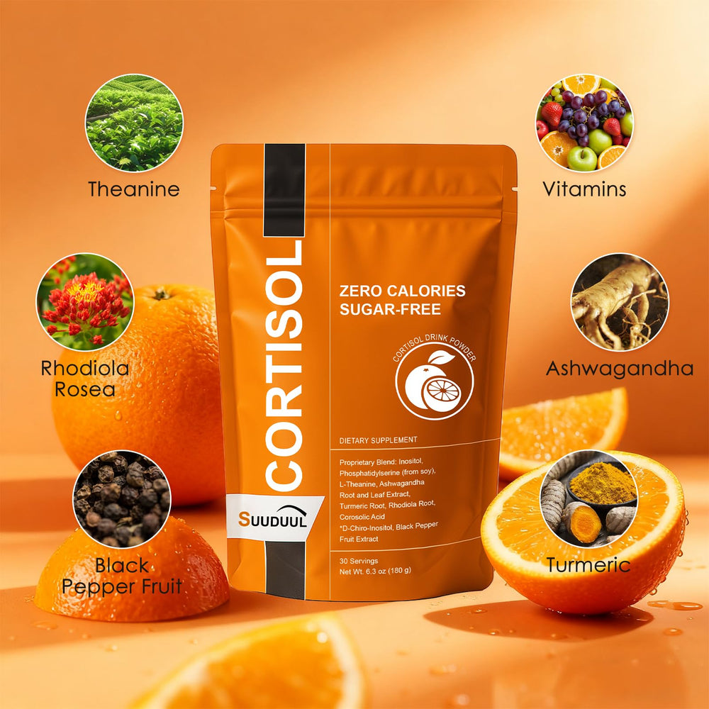 SUUDUUL Cortisol Drink turmeric and black pepper; enhances absorption for daytime clarity.