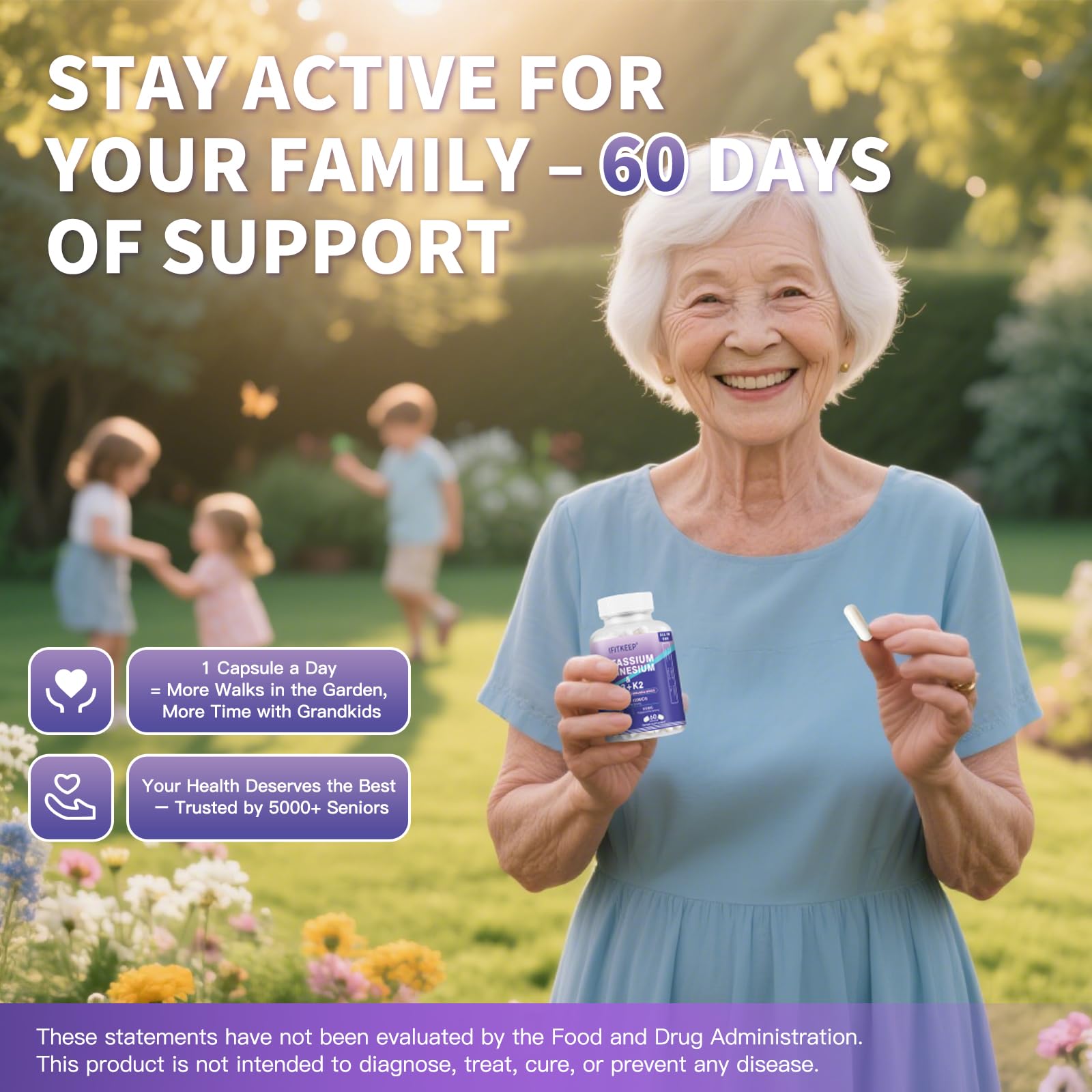 SUWENY D3 K2 panel on label emphasizes calcium absorption and vascular support