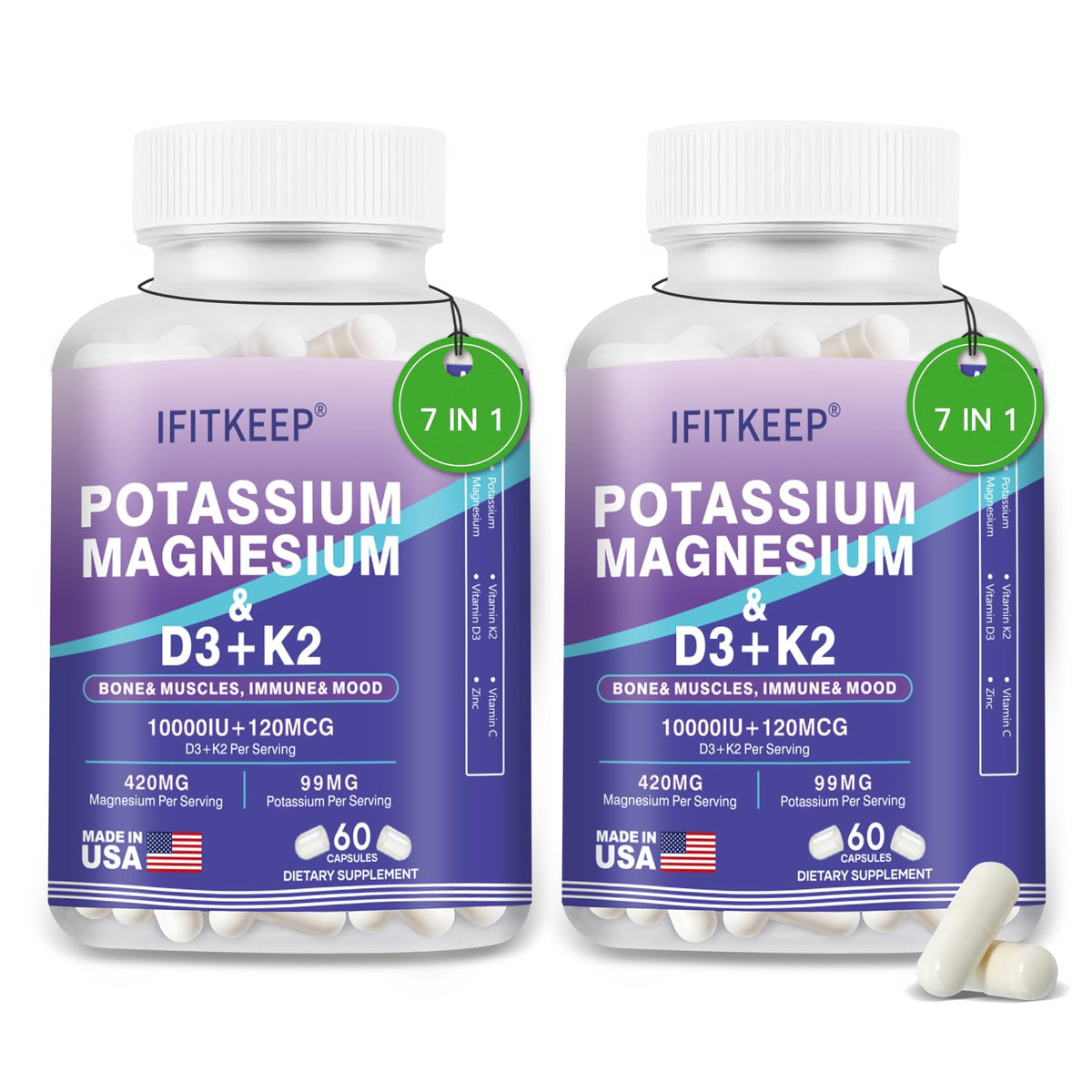 SUWENY magnesium-potassium-d3-k2 bottle label highlights high-dose bone support