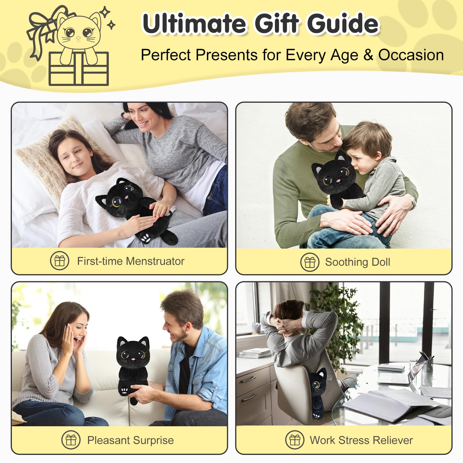 Suzzipad Black Cat heating pad as a gift idea for cozy comfort