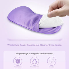 SuzziPad eye pillow with removable washable satin cover for easy care
