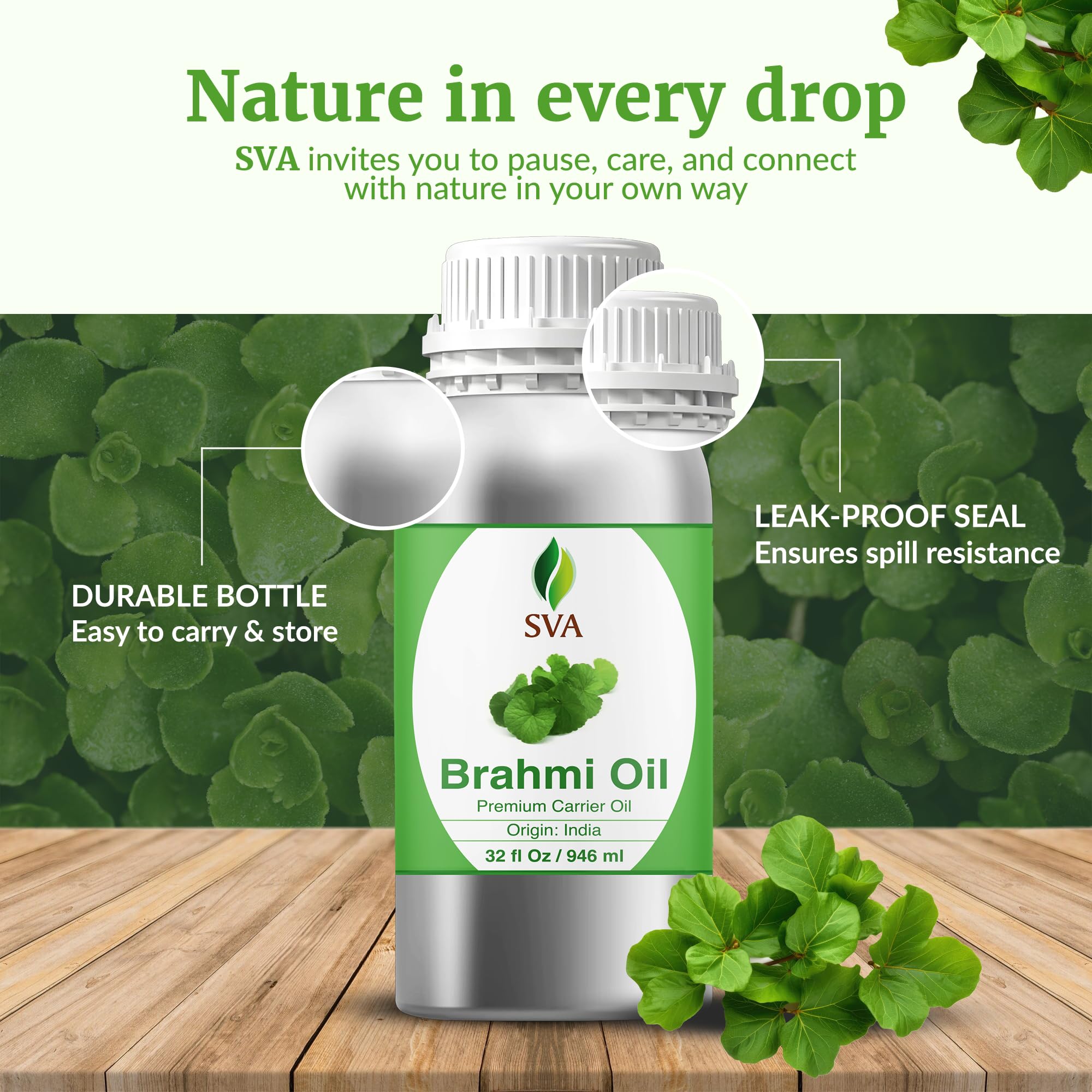 SVA Brahmi Oil aluminum canister preserves freshness and quality.