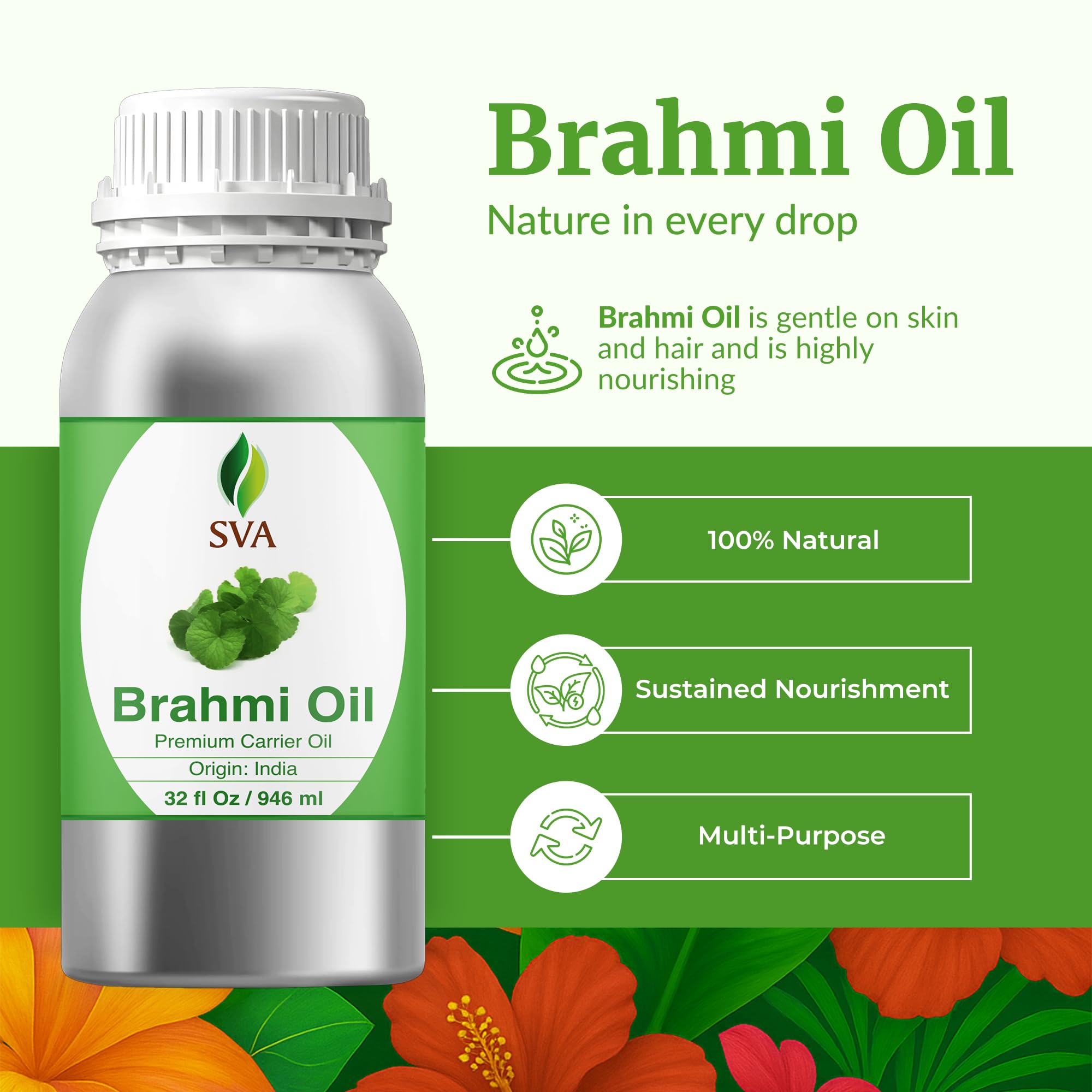 SVA Brahmi Oil pour shows easy application for scalp care.