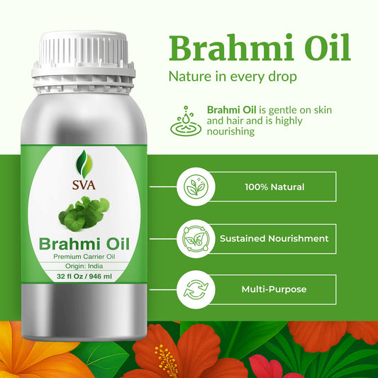 SVA Brahmi Oil pour shows easy application for scalp care.