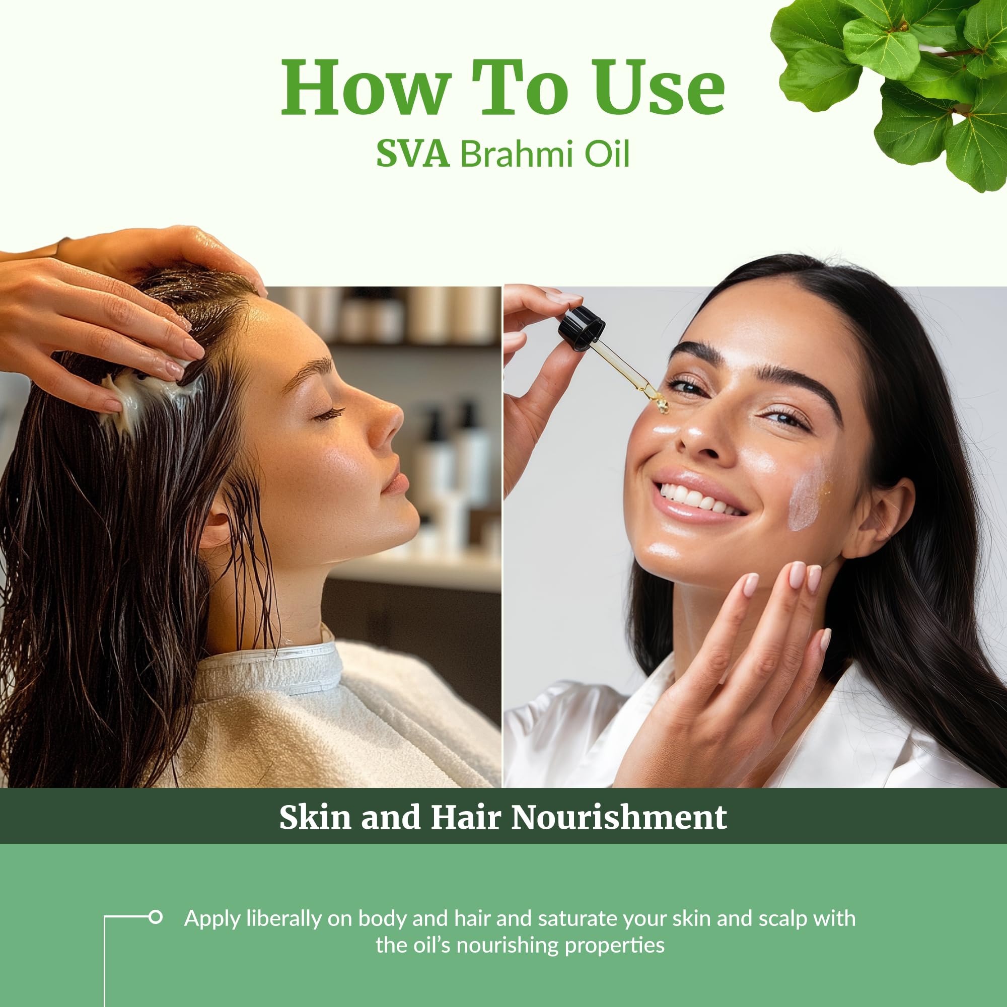 SVA Brahmi Oil skin nourishment adds moisture to creams.