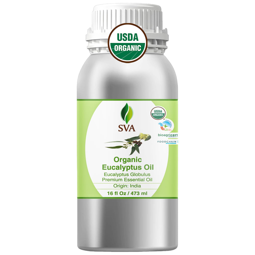 SVA Eucalyptus essential oil 16oz bottle ready for diffuser aromatherapy.
