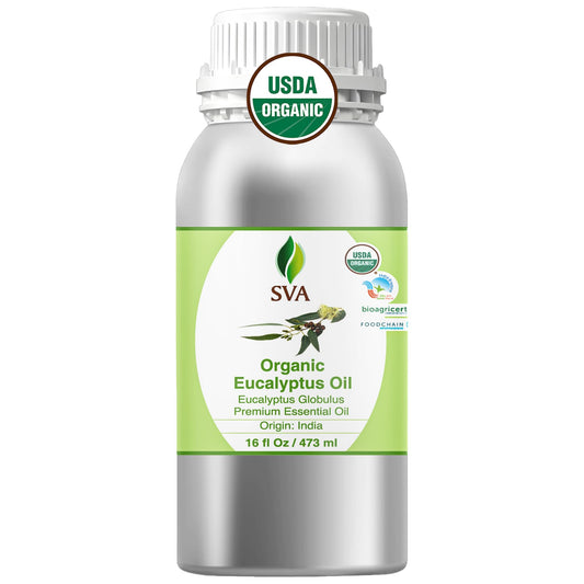 SVA Eucalyptus essential oil 16oz bottle ready for diffuser aromatherapy.