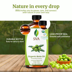 SVA Organics Amla Oil cruelty-free packaging highlights ethical sourcing