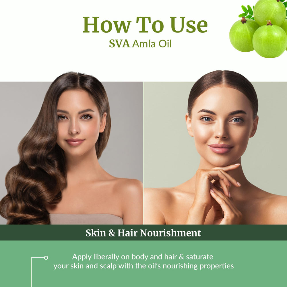 SVA Organics Amla Oil applied to skin as a light moisturizer
