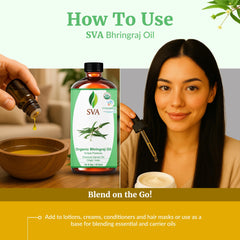 SVA Organic Bhringraj Oil in glass jar showcasing premium packaging.