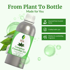 SVA Organics camphor oil ready for body massage with carrier oil blend.