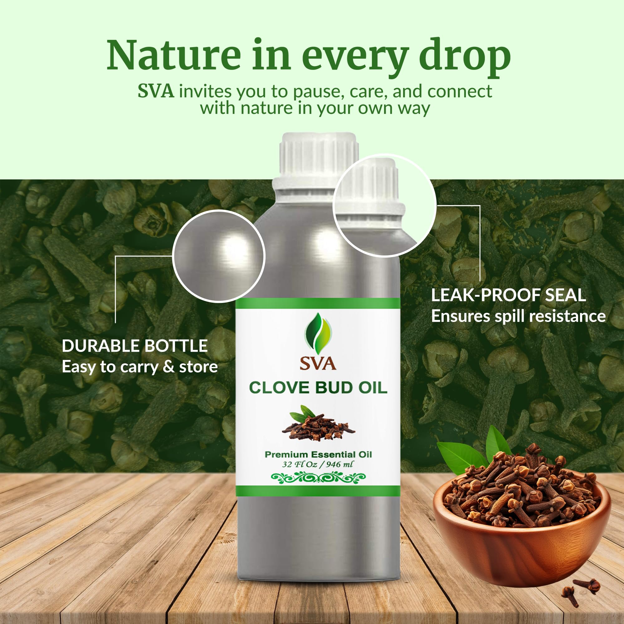 SVA ORGANICS Clove Bud Oil aroma blends for relaxing aromatherapy sessions.