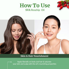 SVA Rosehip Seed Oil warmed and mixed with shampoo for nourishment.