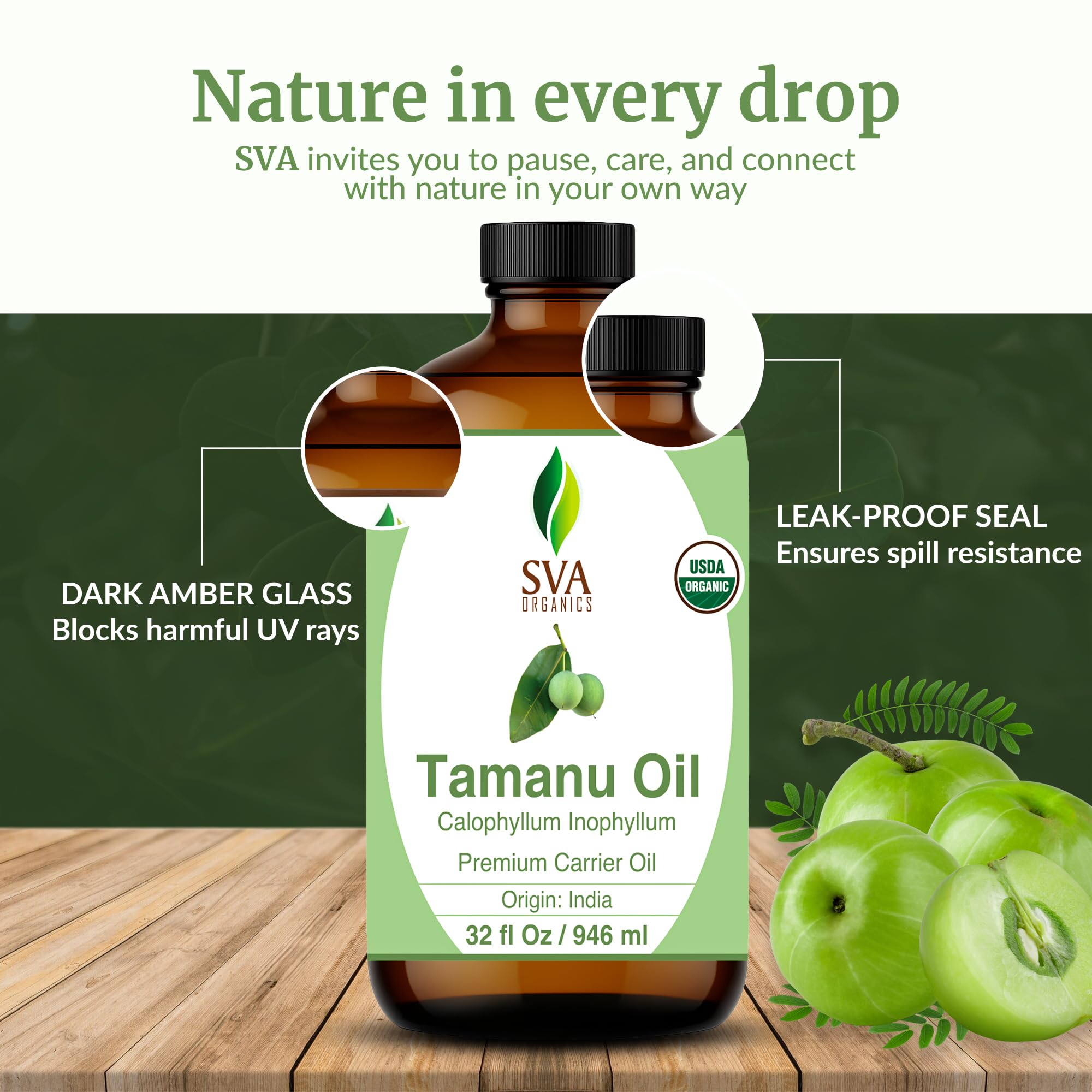 SVA Tamanu Oil bottle for clean beauty routines
