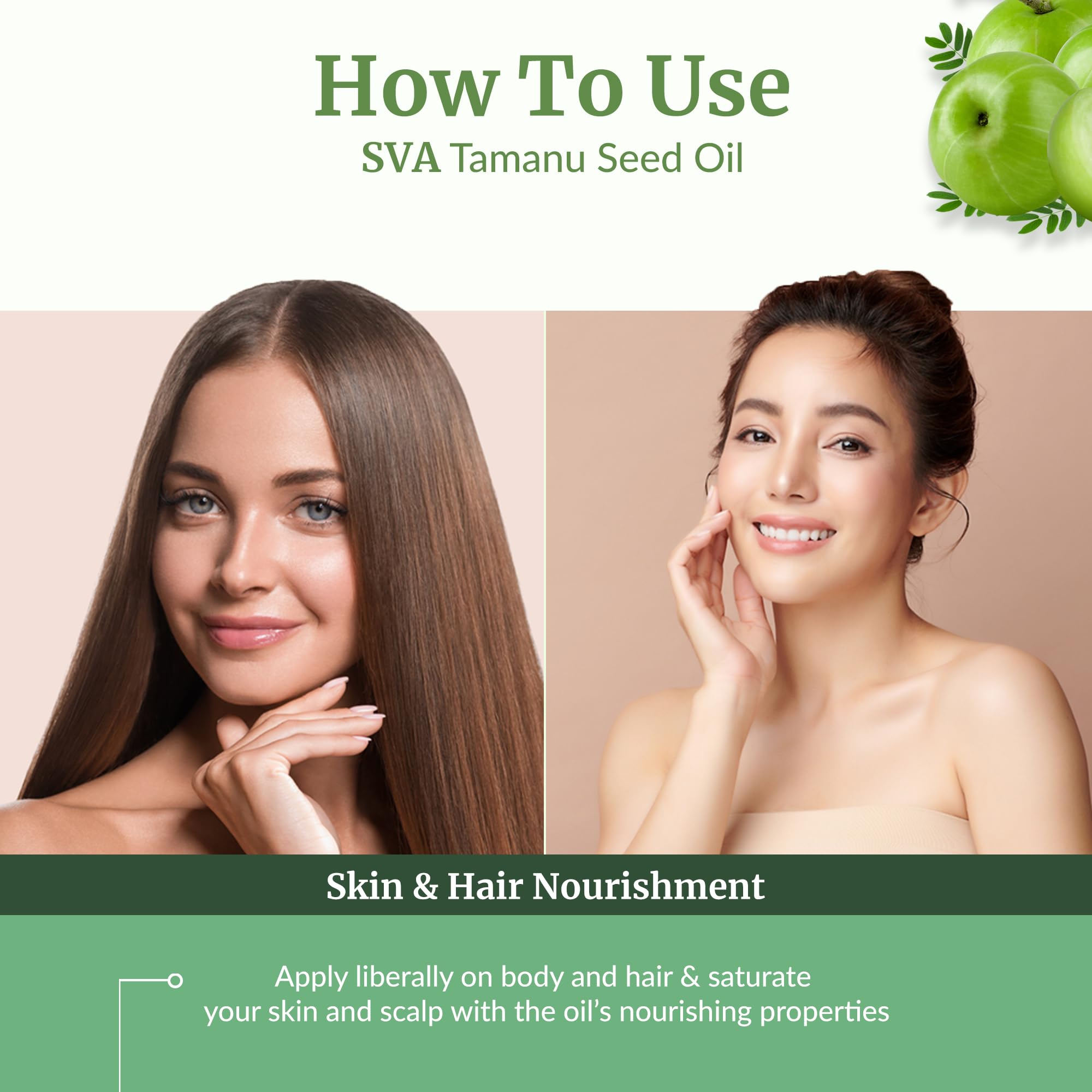 Tamanu oil mixed with shampoo for hair nourishment
