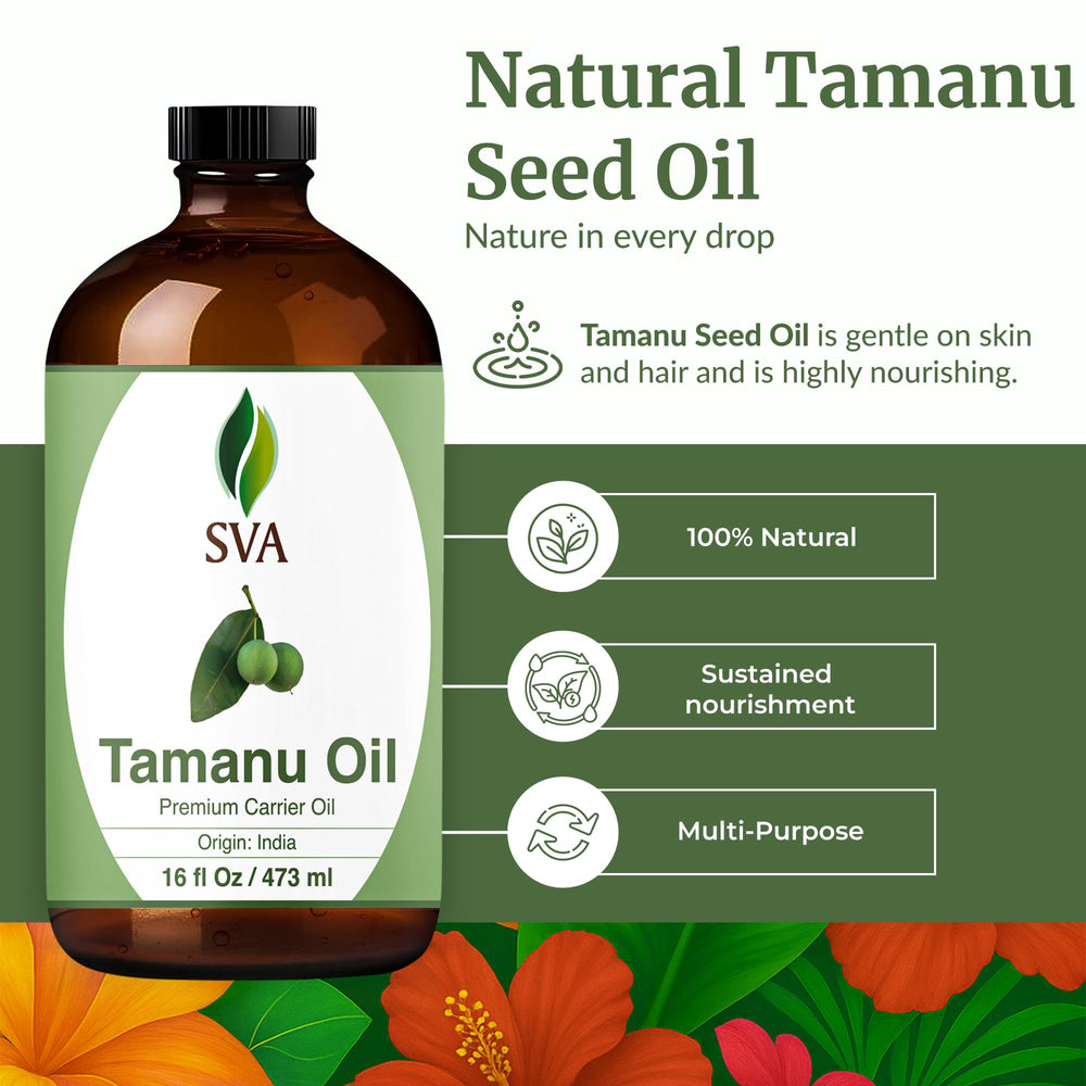 SVA Tamanu Seed Oil amber bottle with pour for easy application