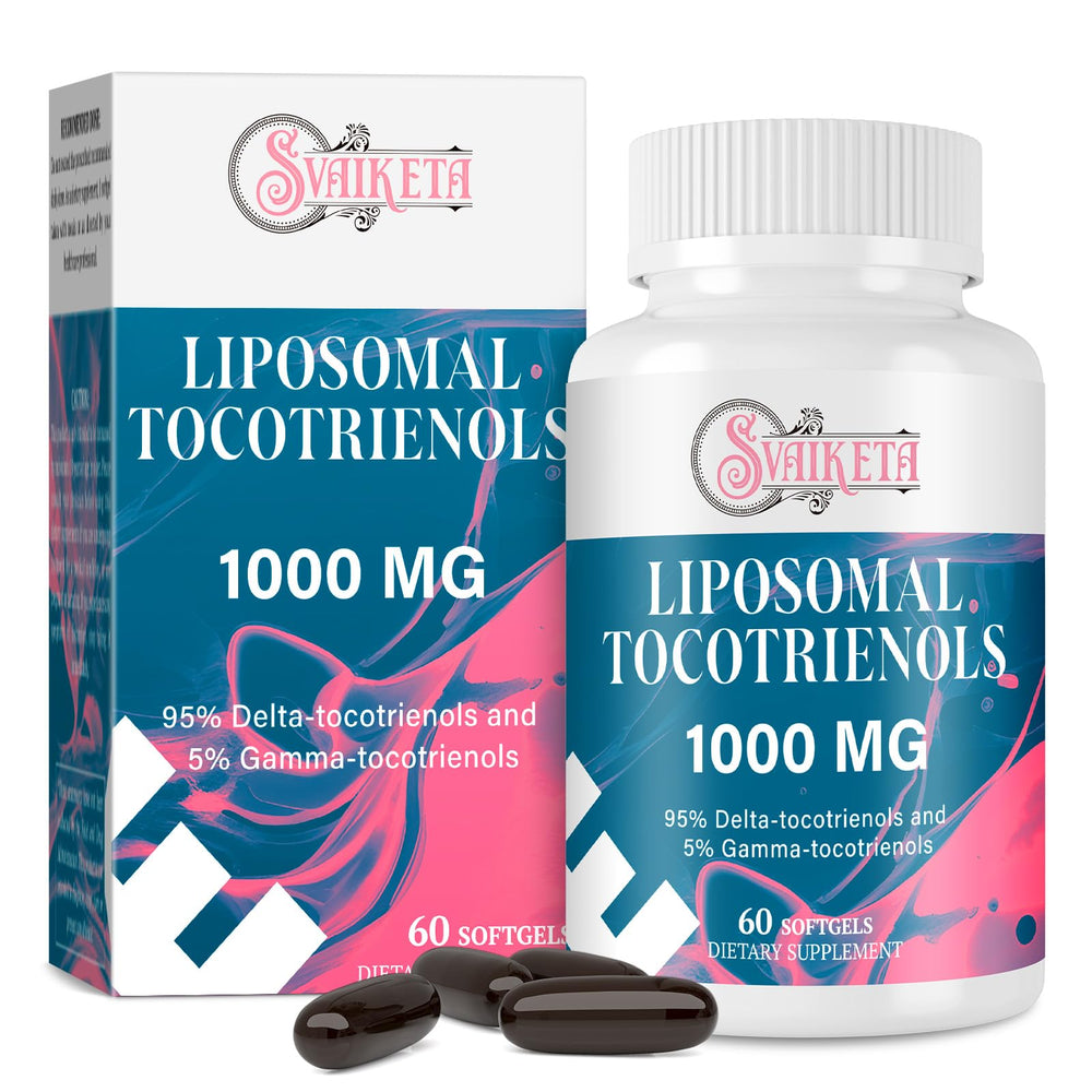 Svaiketa liposomal tocotrienols bottle closeup showing high absorption formula for daily wellness