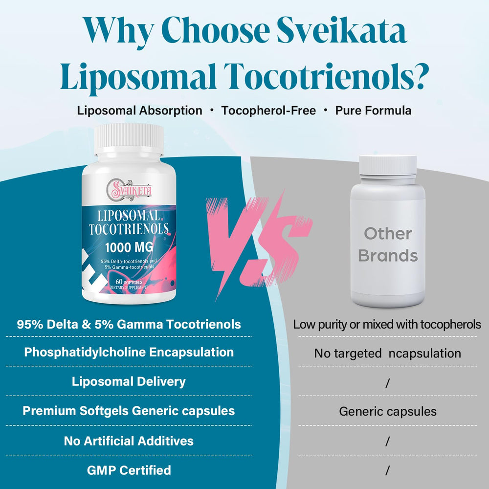 Svaiketa liposomal tocotrienols packaging with seal emphasizing vegan integrity