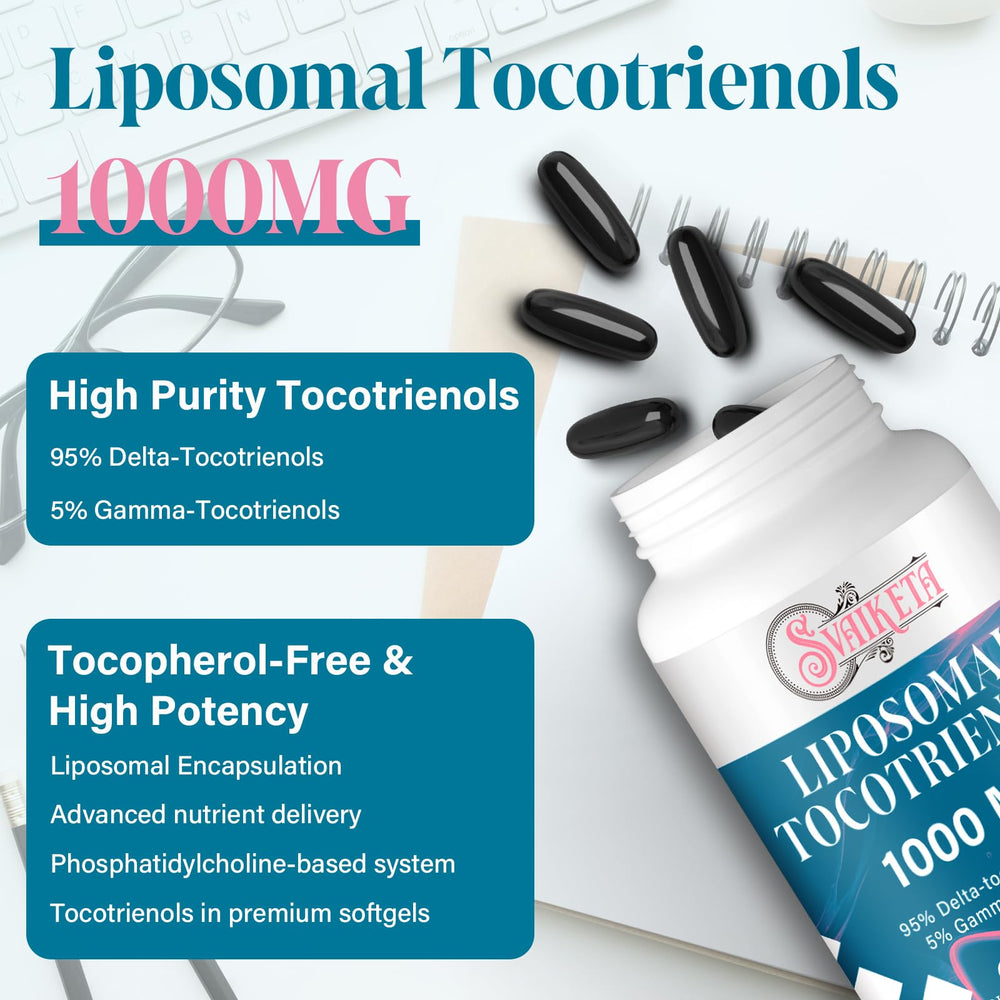 Svaiketa vegan tocotrienols label indicating plant-based formulation.
