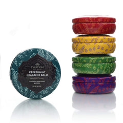 Svasthya Headache Balm tube featuring peppermint for gentle temple comfort.