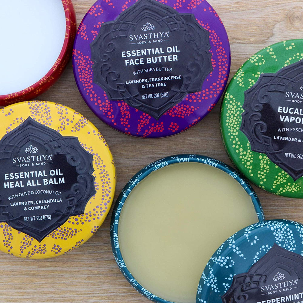 Svasthya Heal All Balm lavender blend for soothing skin care and botanicals.
