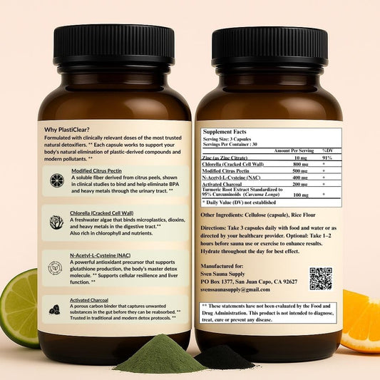 Sven PlastiClear capsules ready for convenient detox support.
