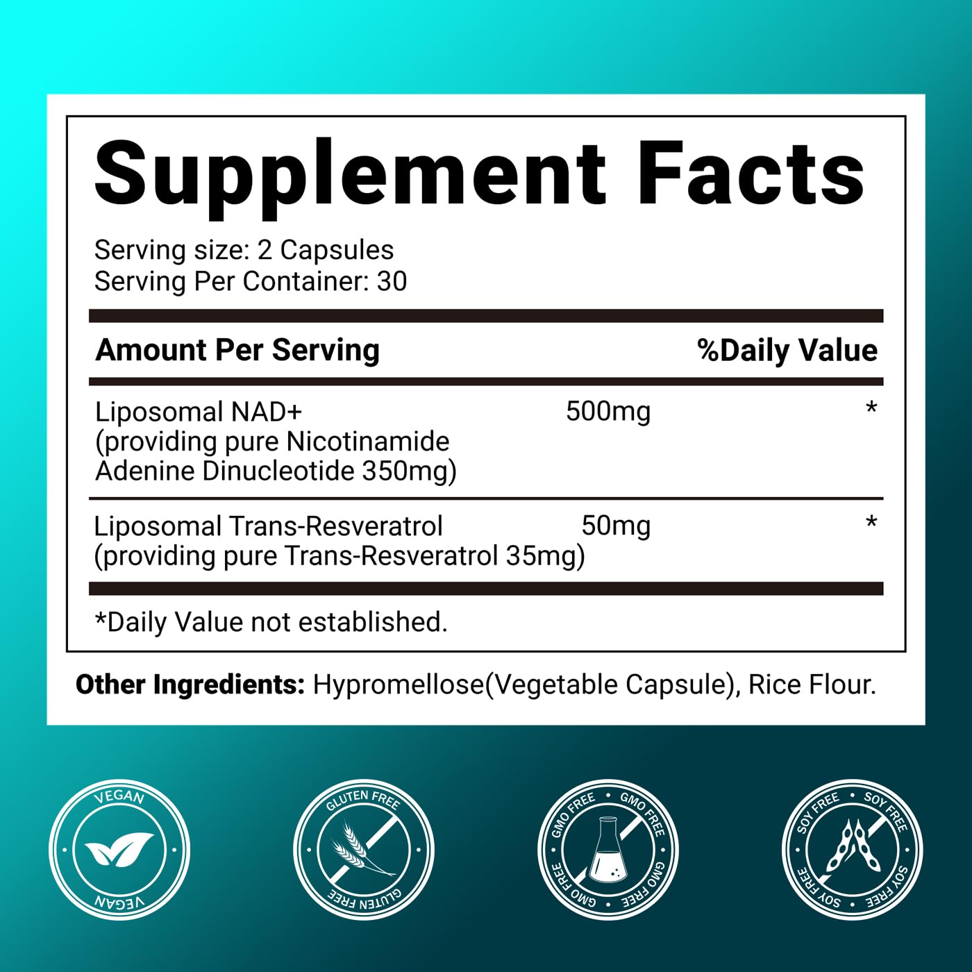 Svovita liposomal trans-resveratrol 50mg bottle showcases enhanced absorption for vitality.