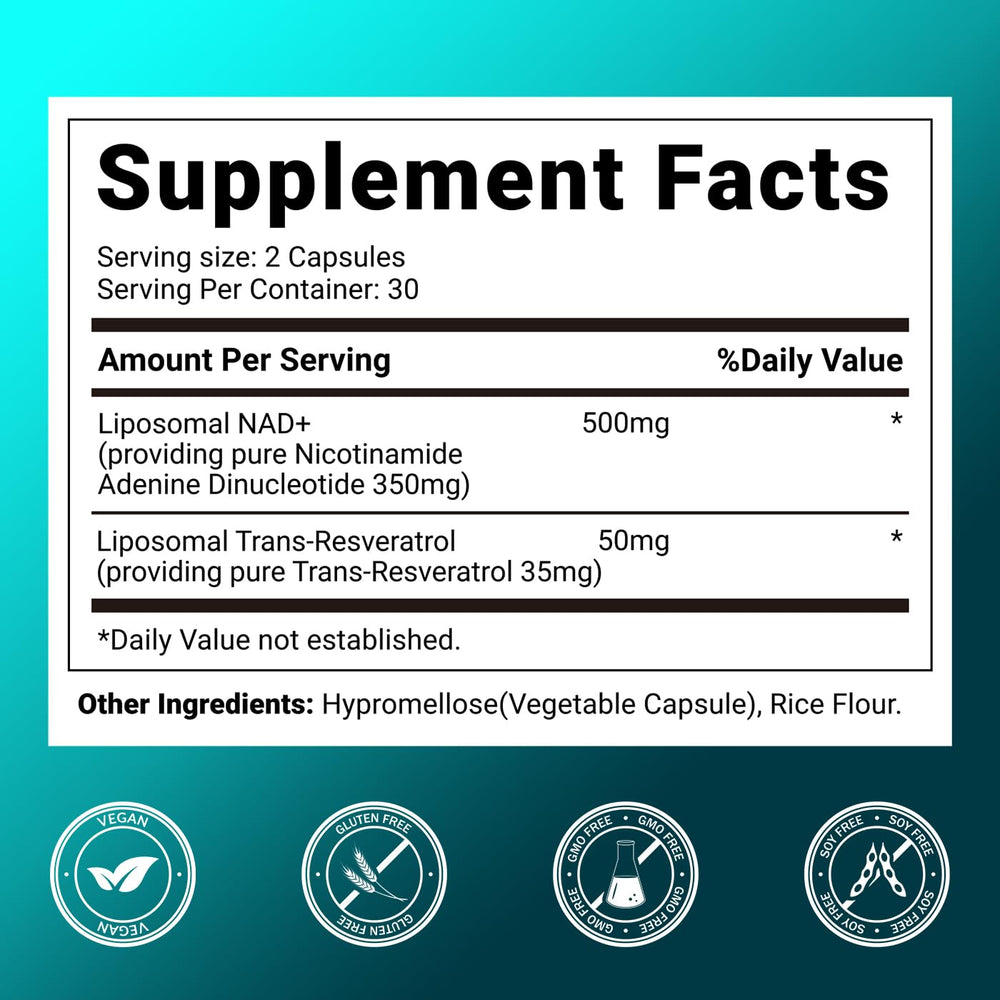 Svovita liposomal trans-resveratrol 50mg bottle showcases enhanced absorption for vitality.