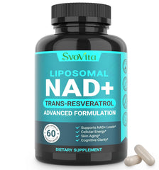 Svovita NAD supplement 500mg bottle, convenient energy support for daily vitality.