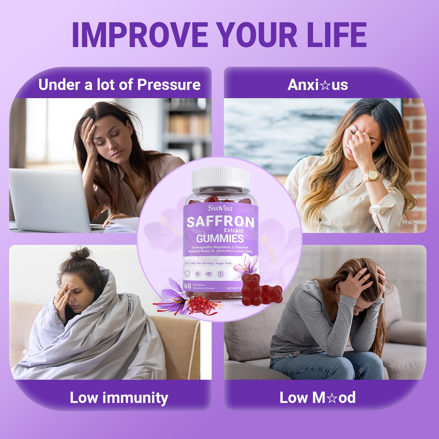 Svovita saffron gummies two-dosage per day for consistency.