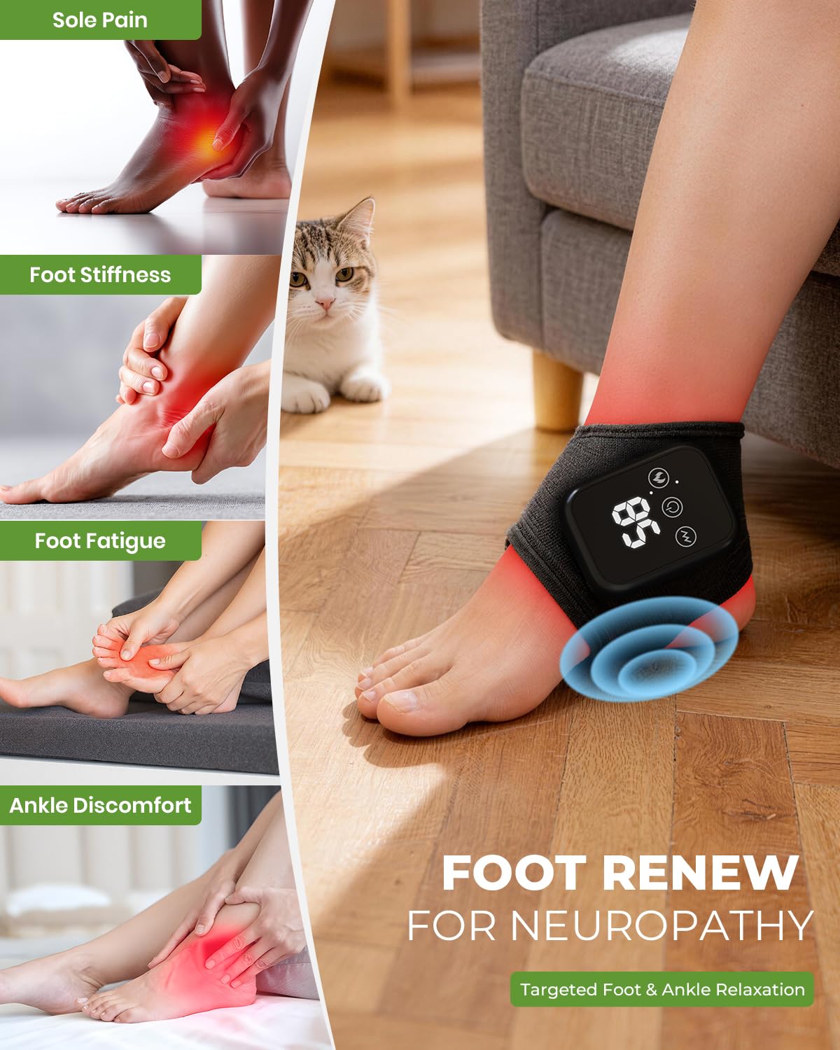 Swancode Foot Renew heat and vibration settings enhance comfort after daily activity.