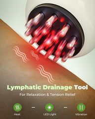 Swancode massager on leg with red light for smoother skin texture.