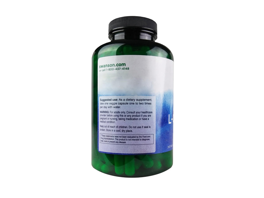 Swanson Acetyl L-Carnitine 500mg capsules for convenient daily brain and muscle support.