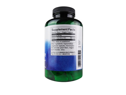 Swanson Acetyl L-Carnitine 500mg label showing ingredients and potency.