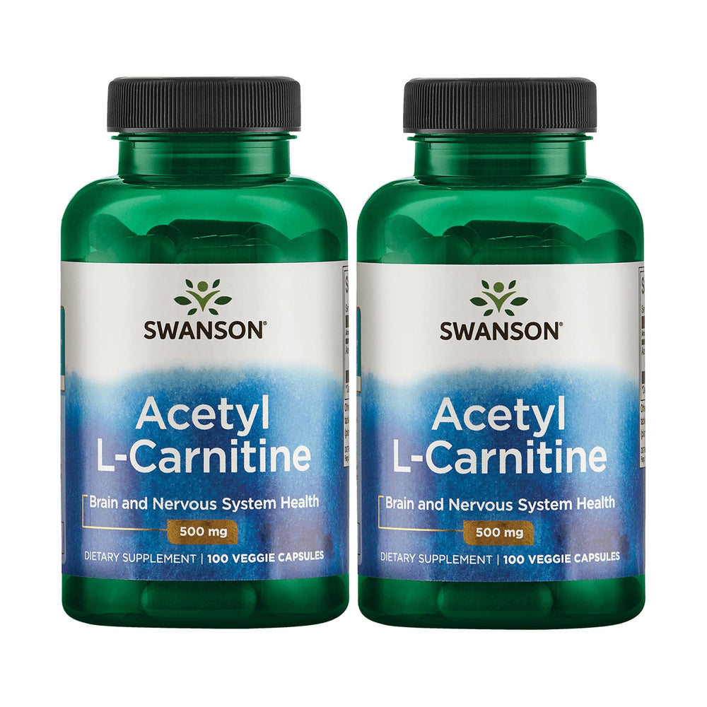 Swanson Acetyl-L-Carnitine bottle front with two-pack packaging for daily use