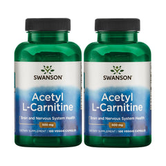 Swanson Acetyl-L-Carnitine bottle front with two-pack packaging for daily use