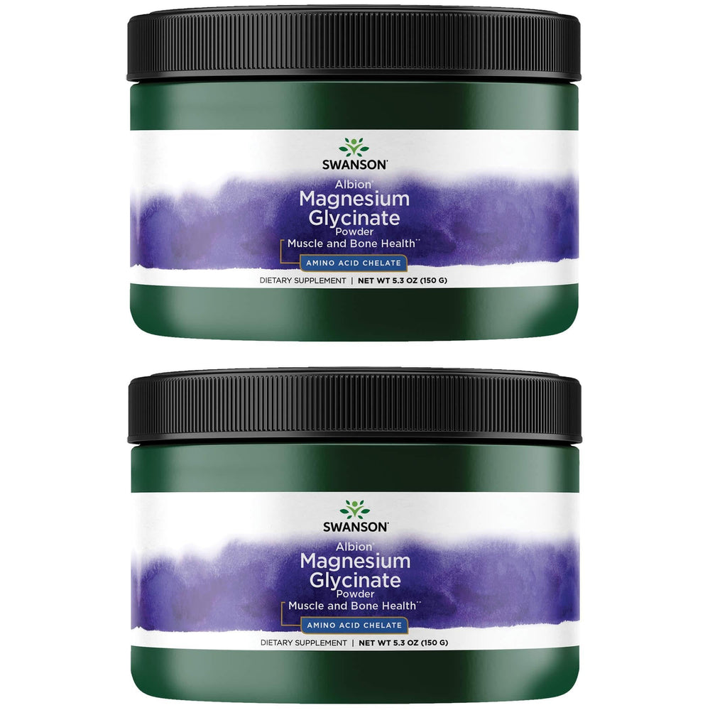 Swanson Albion Chelated Magnesium Glycinate powder 2-pack for daily wellness support
