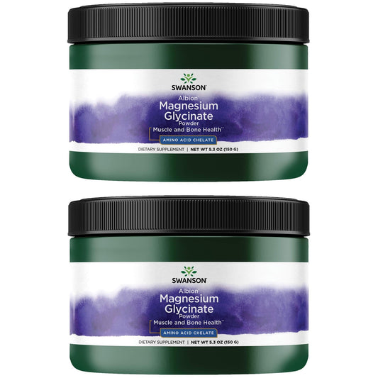 Swanson Albion Chelated Magnesium Glycinate powder 2-pack for daily wellness support