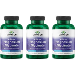 Swanson Albion Magnesium Glycinate bottle with capsules promotes relaxed sleep.