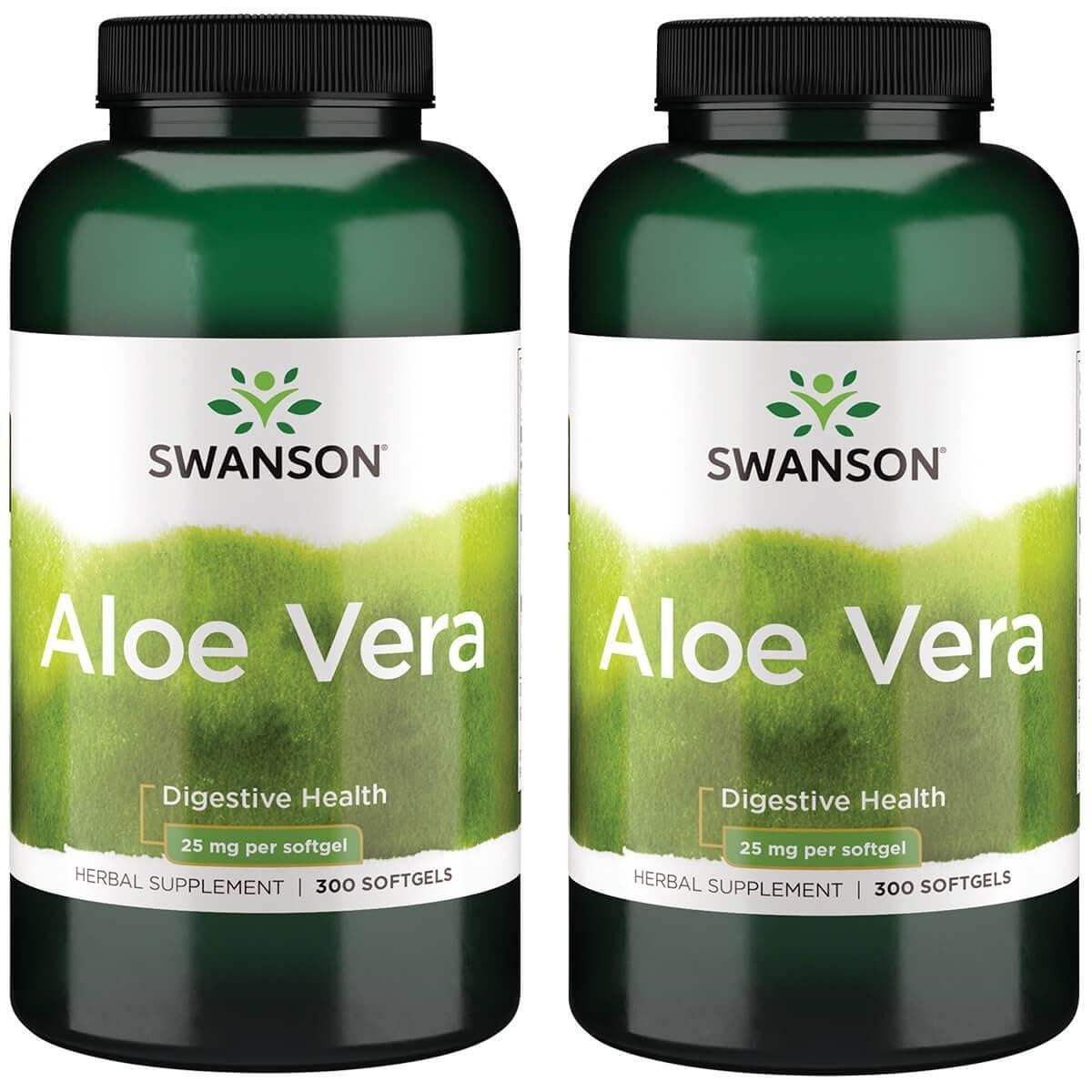Swanson Aloe Vera 25 mg 2-pack bottle for digestive comfort and internal health