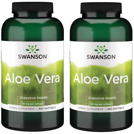 Swanson Aloe Vera 25 mg 2-pack bottle for digestive comfort and internal health