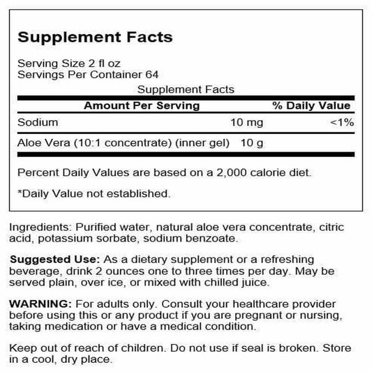 Pouring Swanson Aloe Vera liquid into a glass to blend with drinks.