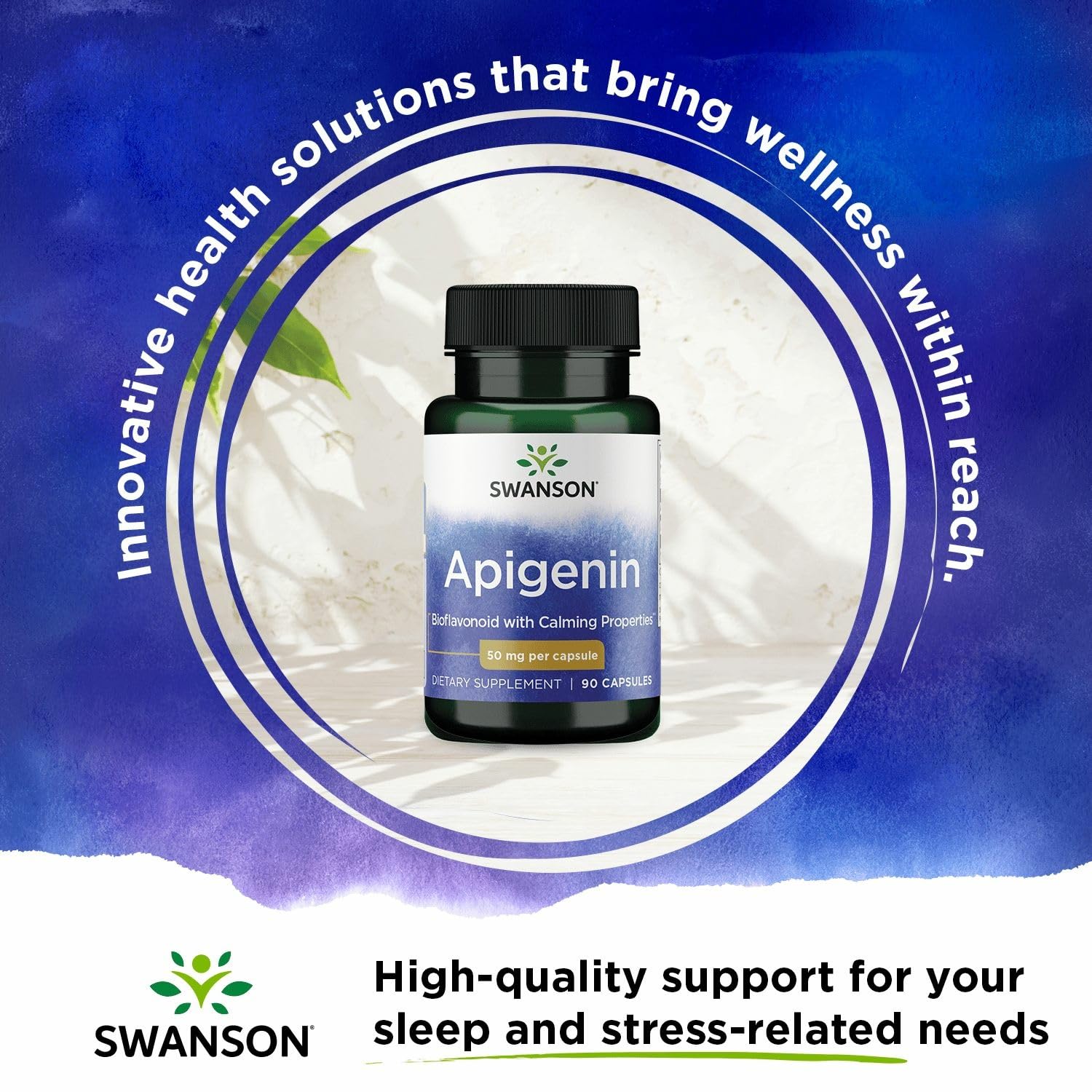 Swanson Apigenin bottle cap: easy daily dosage reminder.