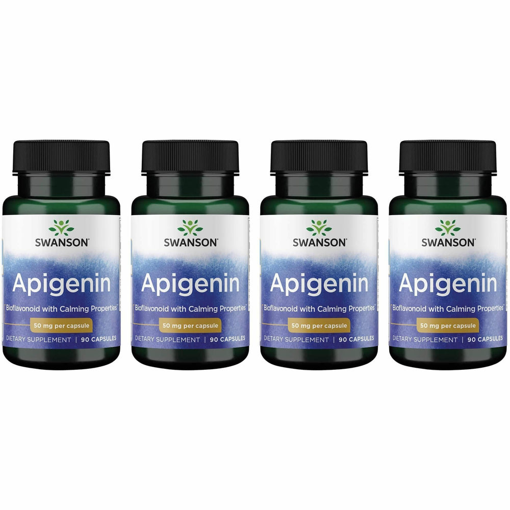Swanson Apigenin bottle front for calm, daily wellness support.