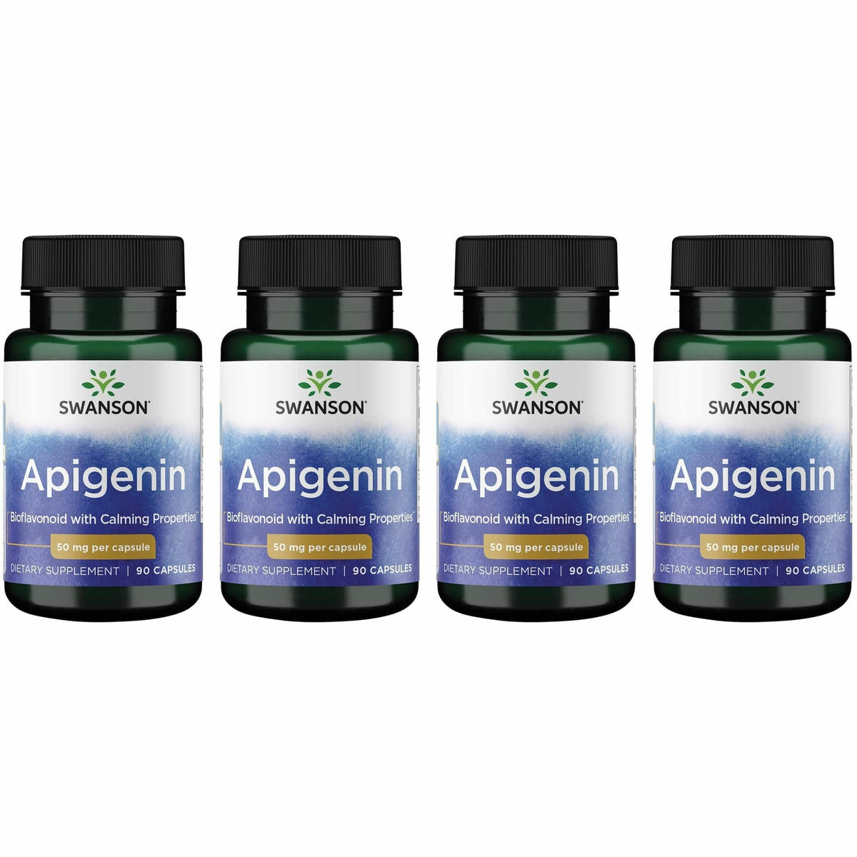 Swanson Apigenin bottle front for calm, daily wellness support.